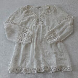 Daniel Rainn White Swiss Dot Lace Cover-Up Tunic